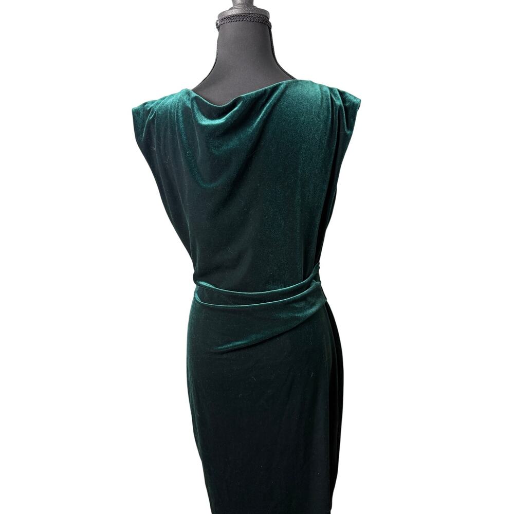 Vince Camuto Velvet Cowl Neck Bodycon Mini Dress sz 8 Old Hollywood Glam Green - Picture 5 of 8